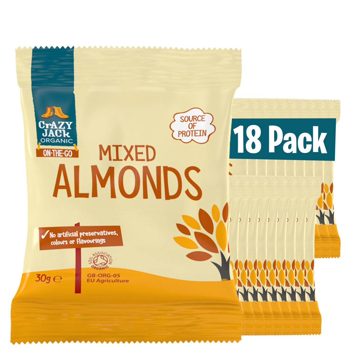 CRAZY JACK ORGANIC MIXED ALMONDS (30g) x 18