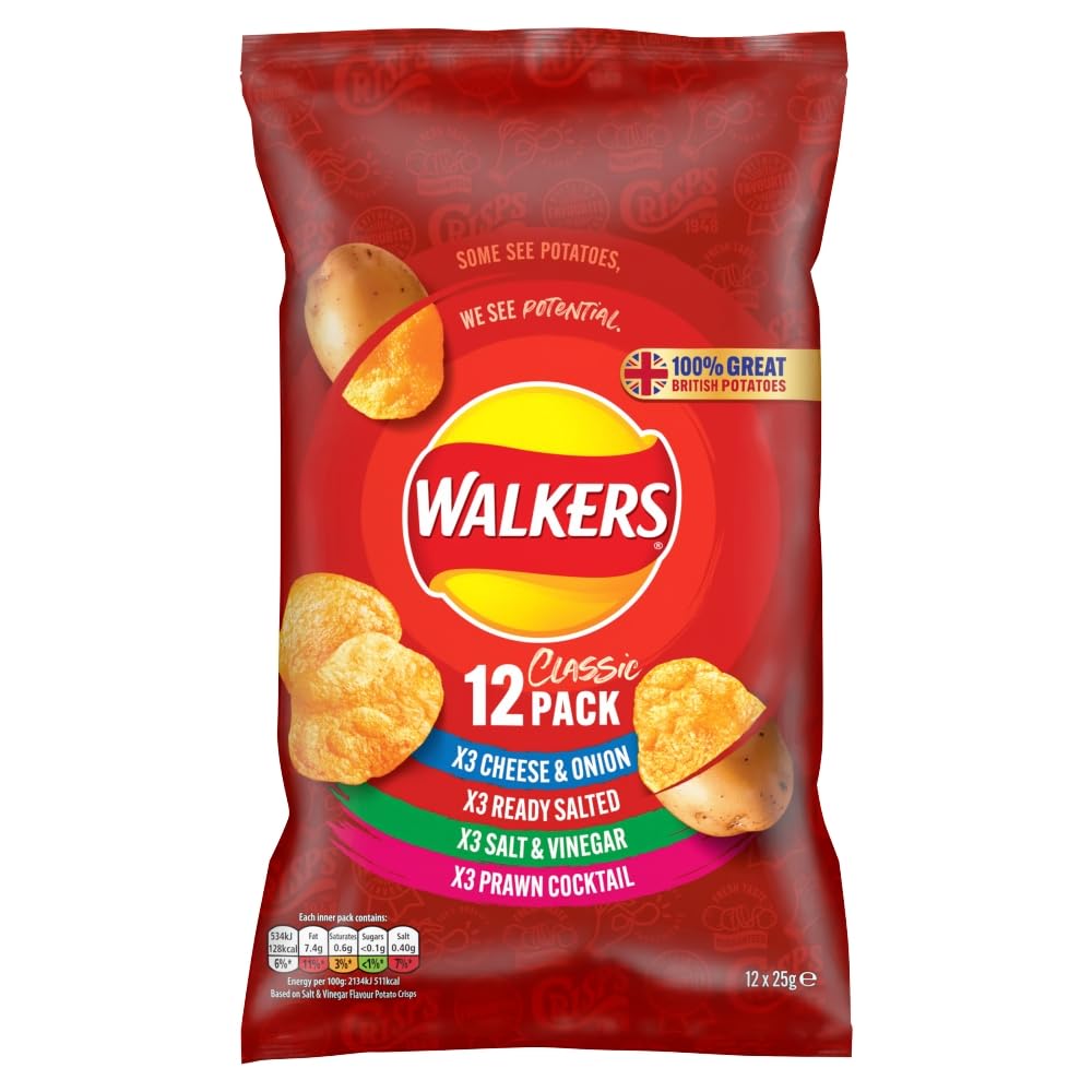 WALKERS CLASSIC VARIETY MULTIPACK CRISPS (25g) x 12
