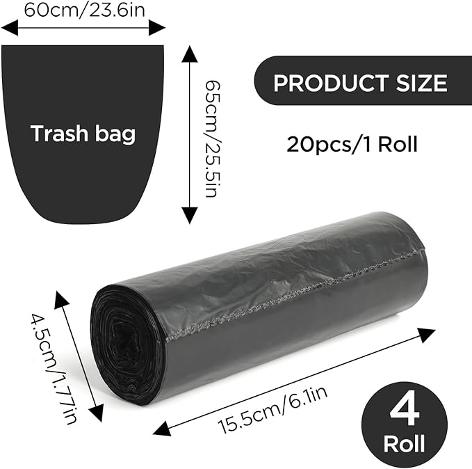 30 Litre Black Bin Liners (Pack of 4 x 20 Rolls)