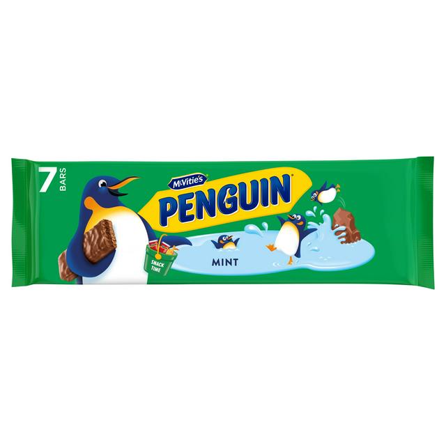 MCVITIES PENGUIN MINT BISCUIT BARS (24.6g) x 7