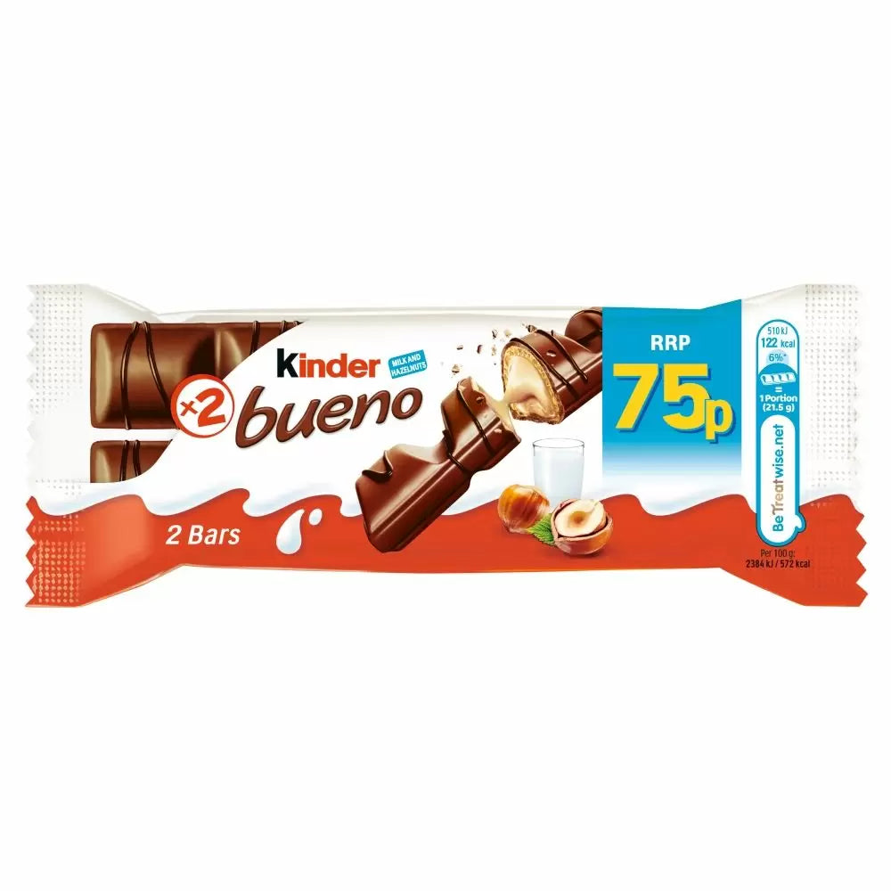 KINDER BUENO MILK & HAZELNUT CHOCOLATE (43g) x 30