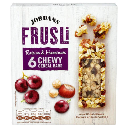 JORDAN'S FRUSLI RAISIN & HAZELNUT CEREAL BARS (30g) x 6