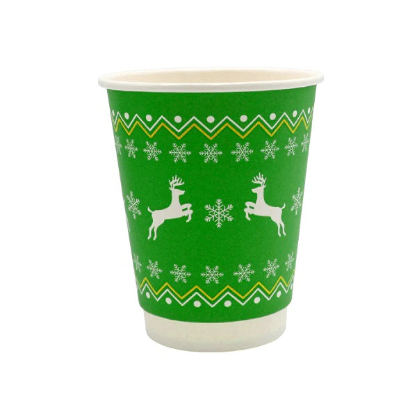 CHRISTMAS 8OZ DOUBLE WALL RECYCLABLE CUPS (500)
