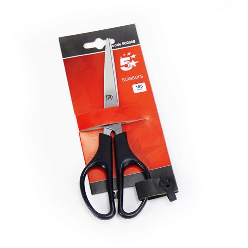 5 STAR OFFICE SCISSORS 165MM STAINLESS STEEL BLADES PP HANDL