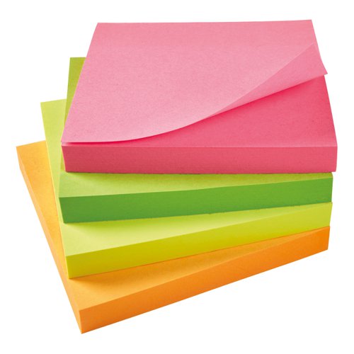 5 STAR OFFICE RE-MOVE NOTES REPOSITIONABLE NEON PAD OF 100 S