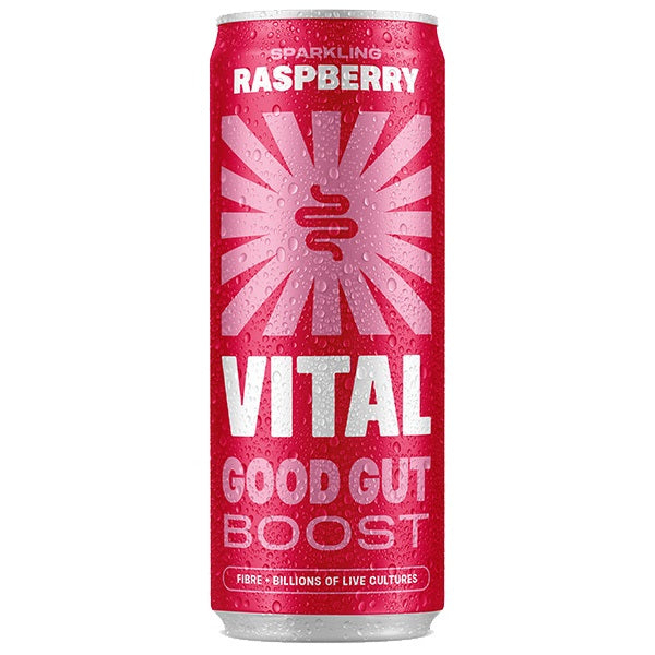 VITAL GUT HEALTH SODA SPARKLING RASPBERRY (330ml) x 12