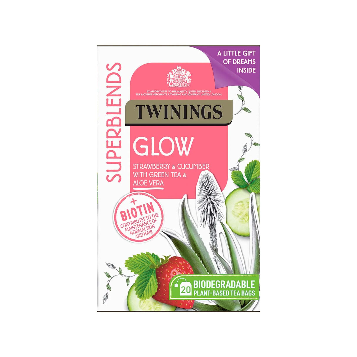 TWININGS SUPERBLENDS GLOW GREEN ENVELOPED TEA (20 Bags) x 4