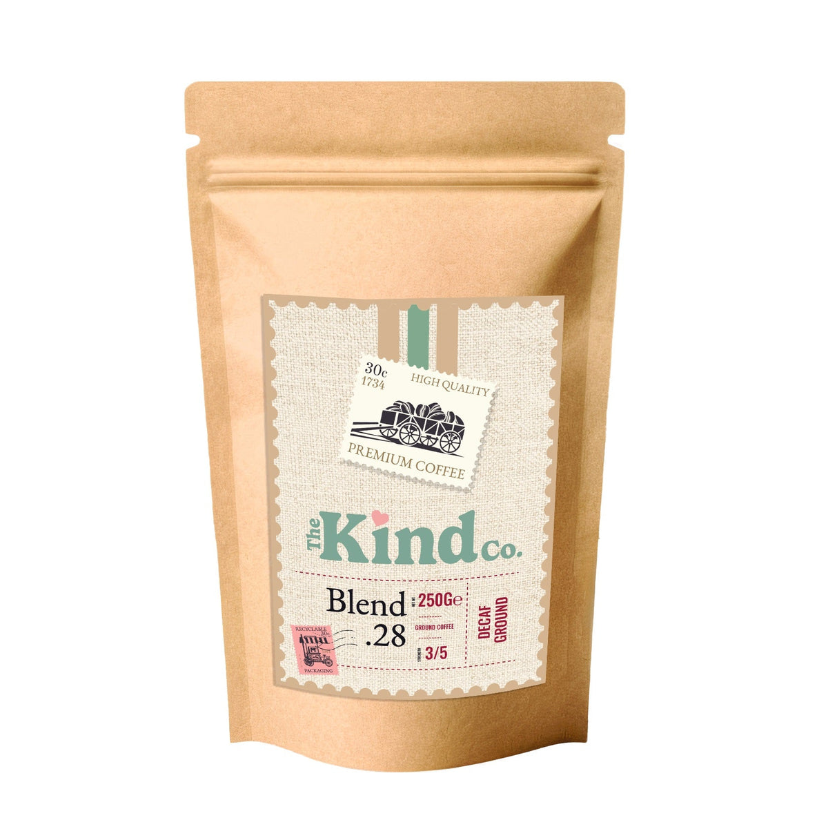 KIND COFFEE BLEND NO.28 DECAF PRE-GROUND (250G) X 8