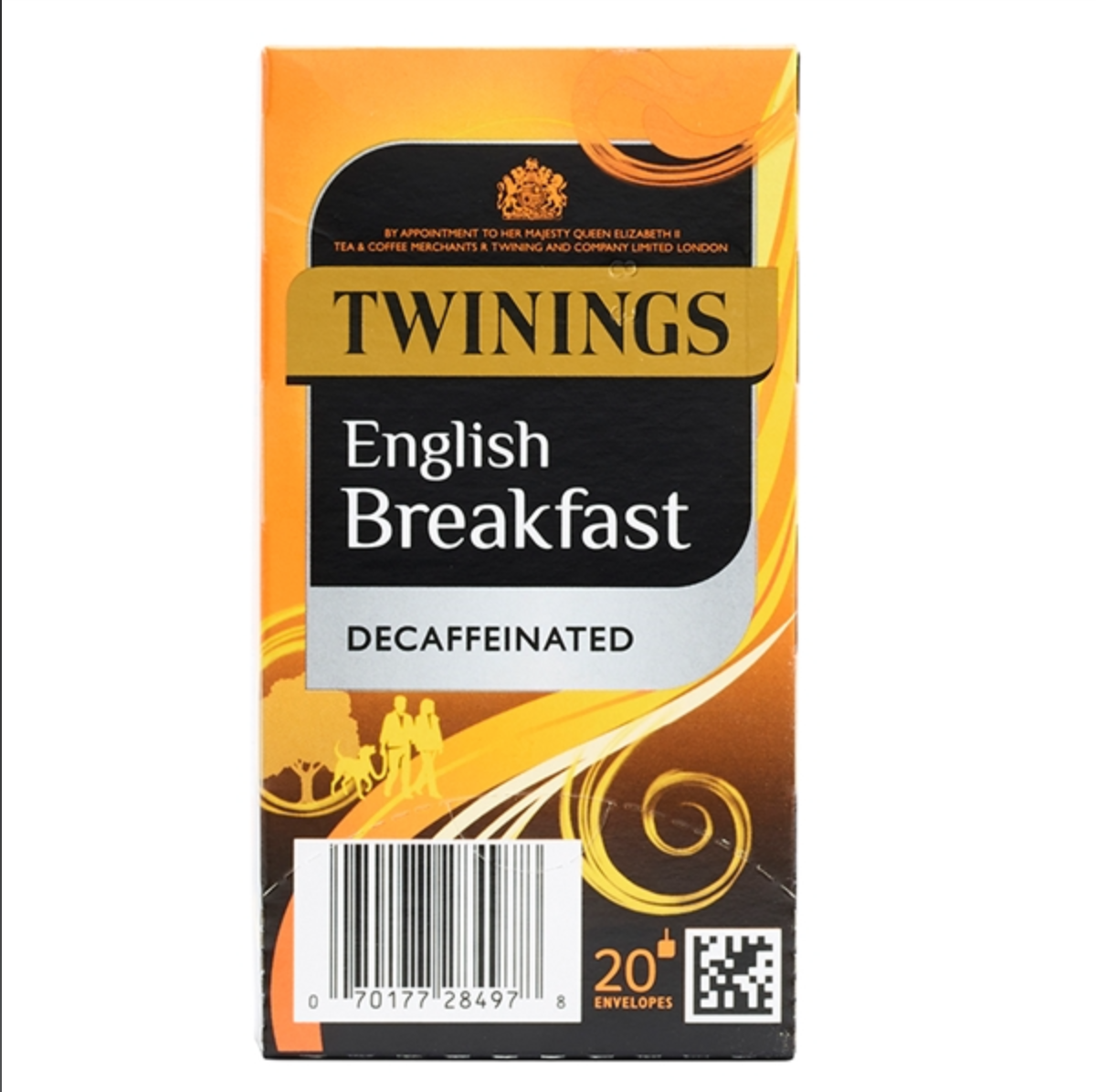 TWININGS ENGLISH BREAKFAST DECAFFEINATED TAG & ENVELOPE TEA BAGS (20 bags)