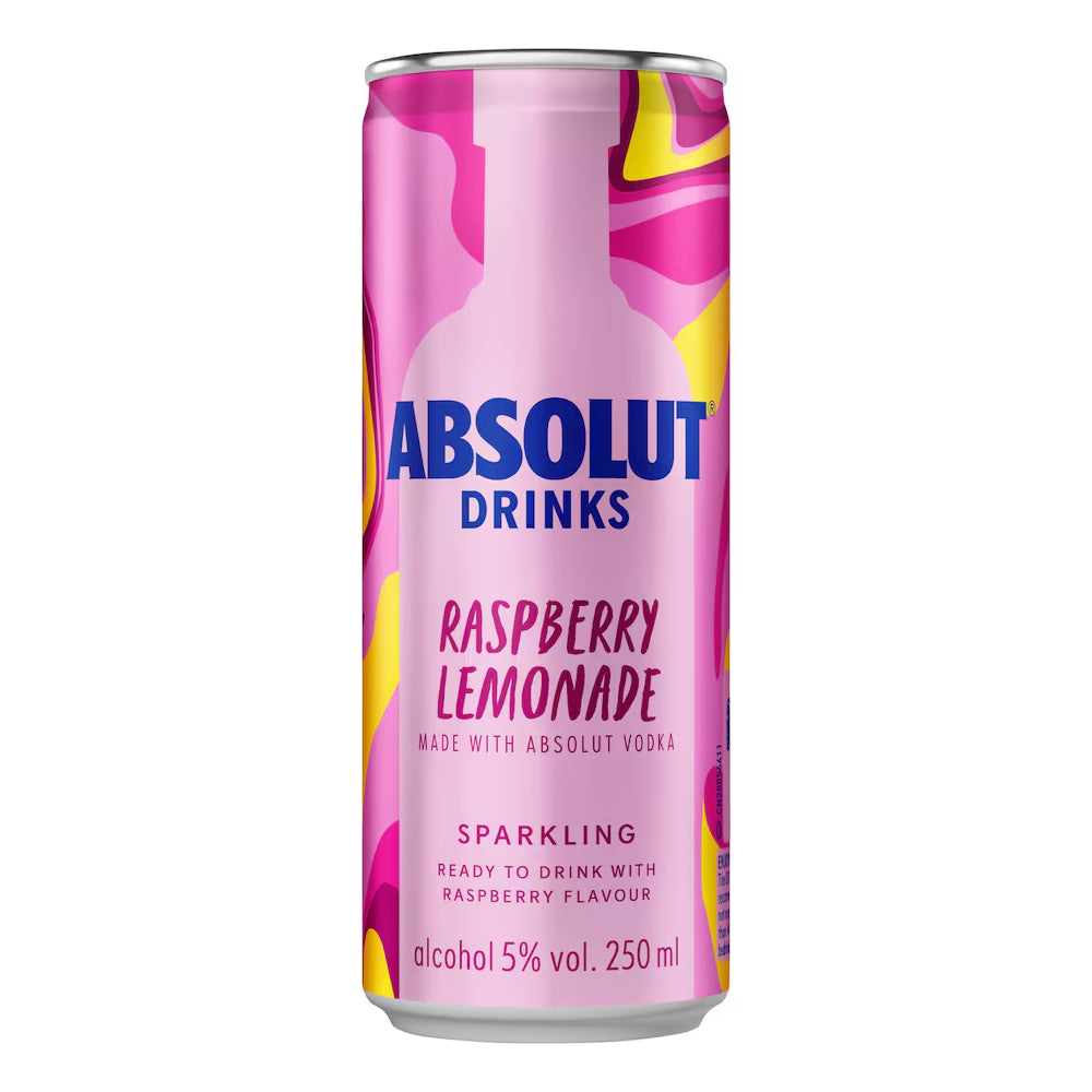 ABSOLUT VODKA MIXT RASPBERRY LEMONADE CANS (250ml) x 12