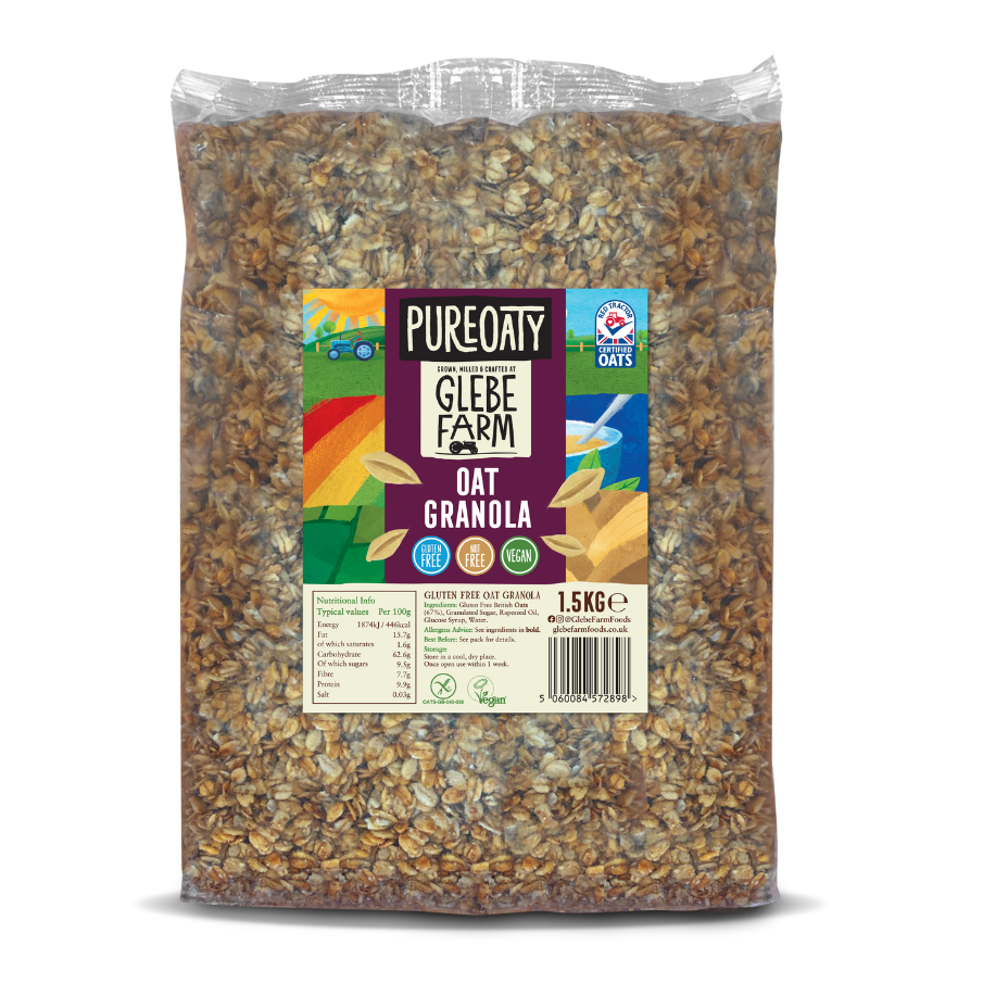 GLEBE FARM PUREOATY GLUTEN FREE VEGAN OAT GRANOLA 1.5KG BAG