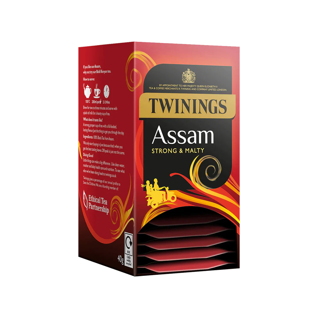 TWININGS ASSAM TAG & ENVELOPE TEA BAGS (20 bags)