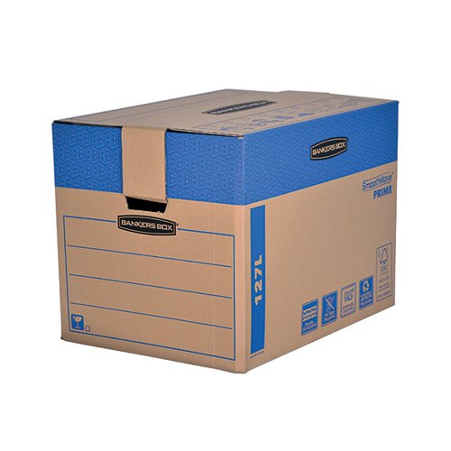FELLOWES BANKERS SMOOTHMOVE PRIME BOX 127L XL BROWN/BLUE (PACK OF 5) 6205401