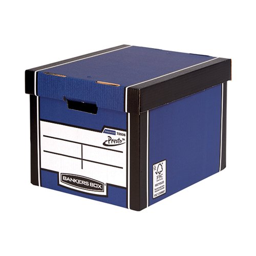 FELLOWES BANKERS BOX PREMIUM PRESTO STORAGE BOX BLUE/WHITE (PACK OF 10) 7260603