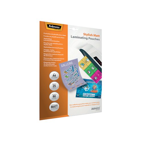 FELLOWES ADMIRE LAMINATING POUCH A4 160 MICRON TOTAL THICKNE