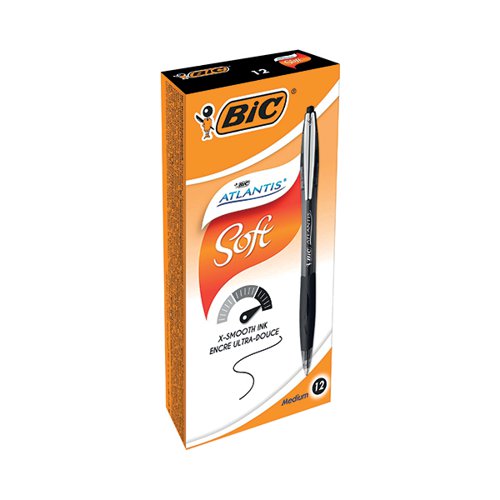 BIC ATLANTIS PREMIUM BALLPOINT PEN MEDIUM BLACK (PACK OF 12)