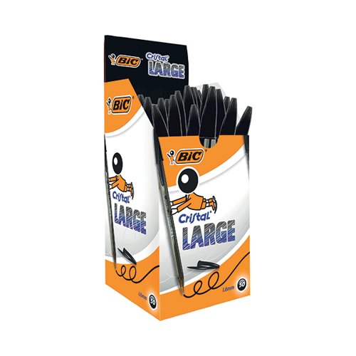 BIC CRISTAL LARGE BALLPOINT PEN 1.6MM BLACK (PACK OF 50) 880
