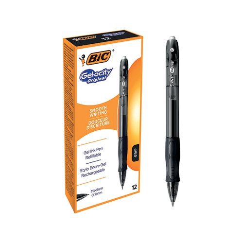 BIC GEL-OCITY ORIGINAL GEL PEN MEDIUM BLACK (PACK OF 12) 829