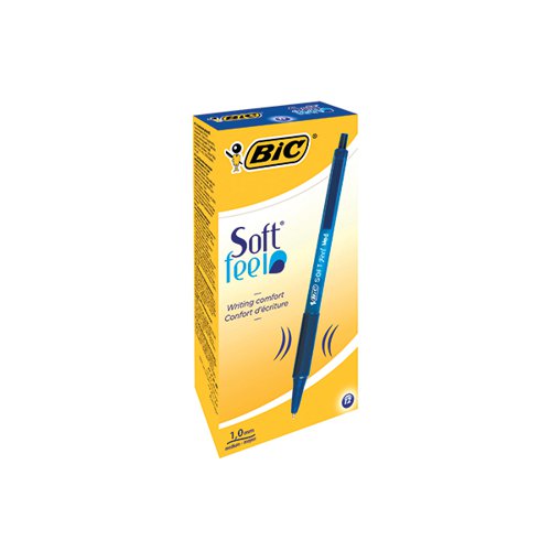 BIC SOFTFEEL CLIC RETRACTABLE BALLPOINT PEN BLUE (PACK OF 12