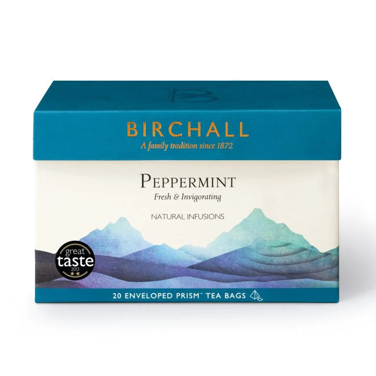 BIRCHALL PEPPERMINT TAG & ENVELOPE PRISM TEA BAGS (20 bags)