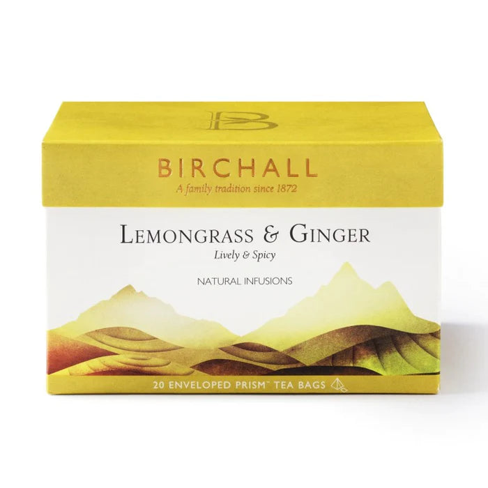 BIRCHALL LEMONGRASS & GINGER TAG & ENVELOPE PRISM TEA BAGS (20 bags)