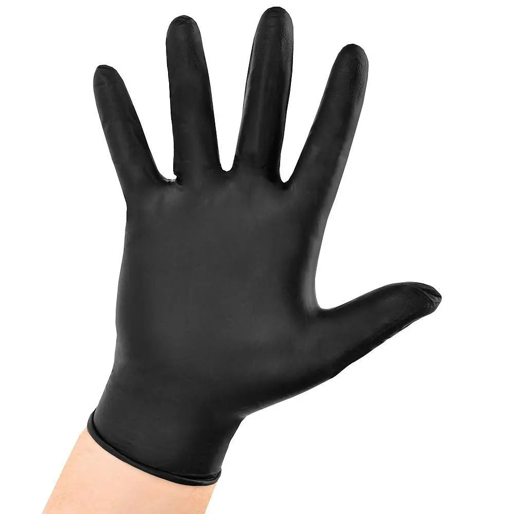 DISPOSABLE BLACK NITRILE GLOVES POWDER FREE MEDIUM x 100