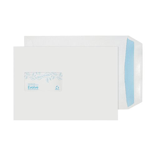 EVOLVE C5 ENVELOPES RECYCLED WINDOW SELF SEAL 100GSM WHITE (