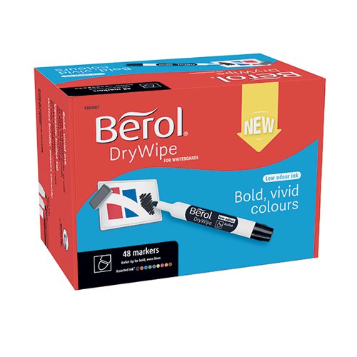 BEROL DRYWIPE MARKER BULLET TIP ASSORTED (48 PACK) 1984867