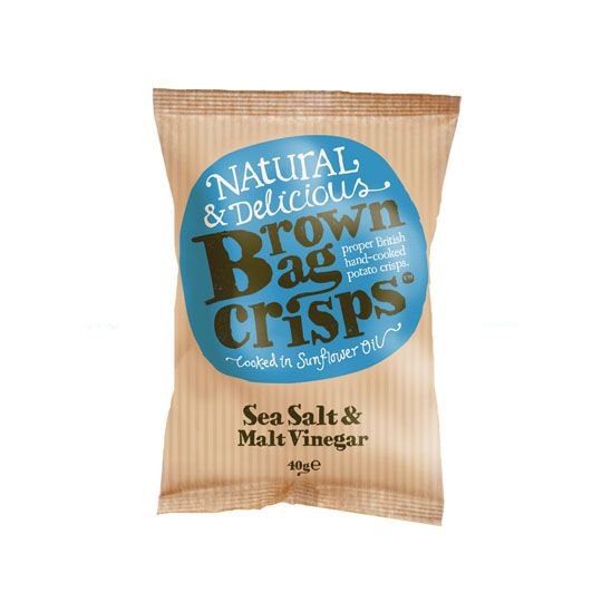 BROWN BAG SEA SALT & MALT VINEGAR CRISPS (40g) x 20