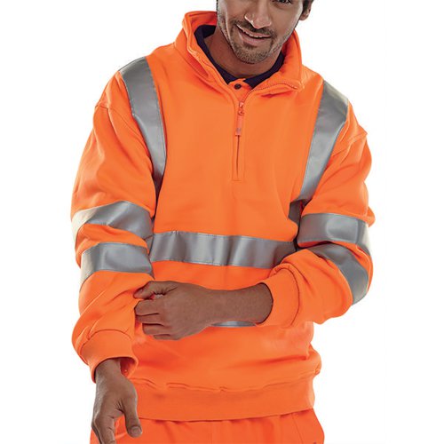 BEESWIFT QUARTER ZIPPED HI VIS SWEATSHIRT ORANGE M BSZSSENOR