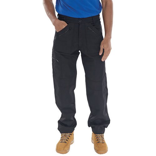 BEESWIFT CLICK ACTION WORK TROUSERS BLACK 30 AWTBL30
