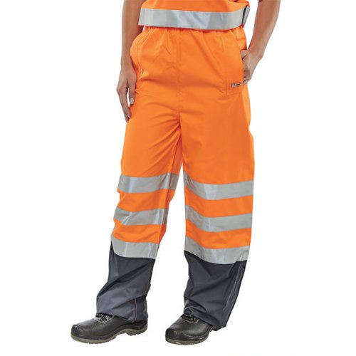 BEESWIFT BELFRY HI VIS TROUSERS ORANGE/NAVY BLUE XL BETORNXL