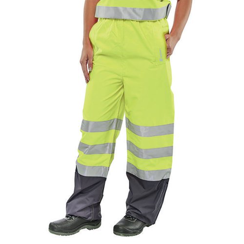BEESWIFT BELFRY HI VIS TROUSERS SATURN YELLOW/NAVY BLUE L BE