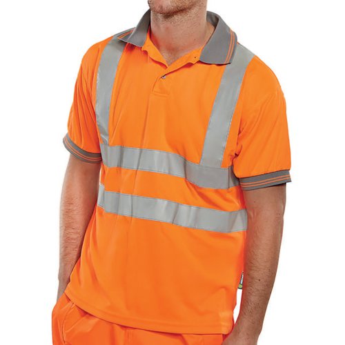 BEESWIFT HIGH VISIBILITY SHORT SLEEVE POLO SHIRT ORANGE L BP