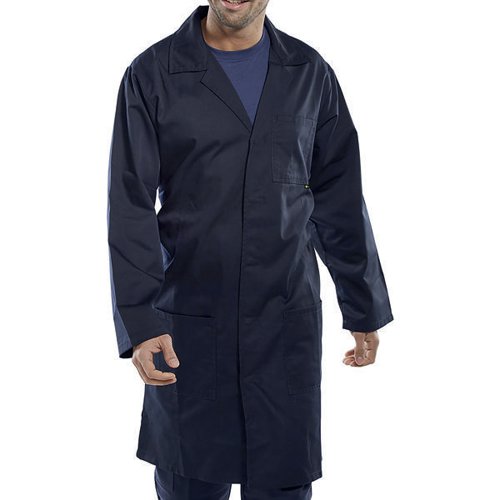 BEESWIFT CLICK POLYCOTTON WAREHOUSE COAT NAVY BLUE SIZE 48 P
