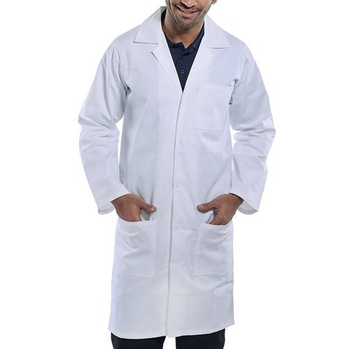 BEESWIFT CLICK POLYCOTTON WAREHOUSE COAT WHITE SIZE 38 PCWCW