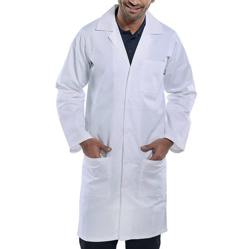 BEESWIFT CLICK POLYCOTTON WAREHOUSE COAT WHITE SIZE 48 PCWCW