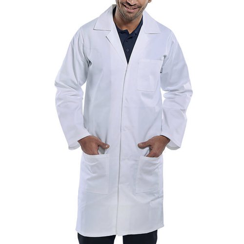 BEESWIFT CLICK POLYCOTTON WAREHOUSE COAT WHITE SIZE 50 PCWCW