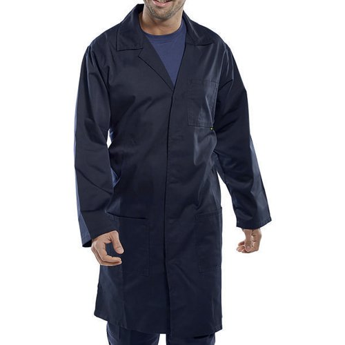 BEESWIFT CLICK POLYCOTTON WAREHOUSE COAT NAVY BLUE SIZE 32 P