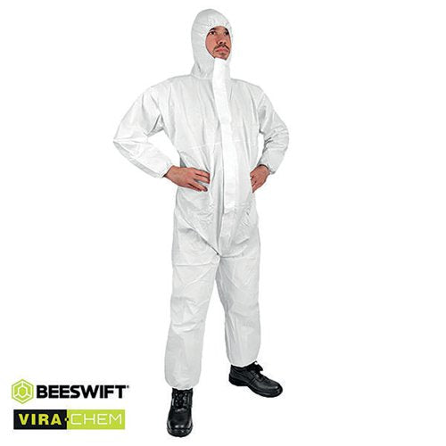 BEESWIFT CN4013E DISPOSABLE COVERALL ANTI-STATIC TYPE 5/6 WH
