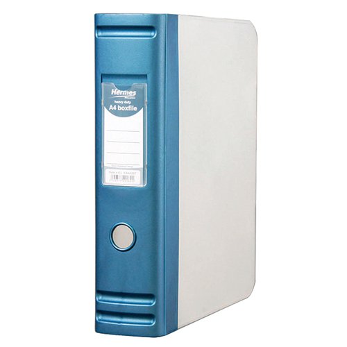 HERMES HEAVY DUTY 80MM 2D-RING POLYPROPYLENE BOX FILE A4 BLU