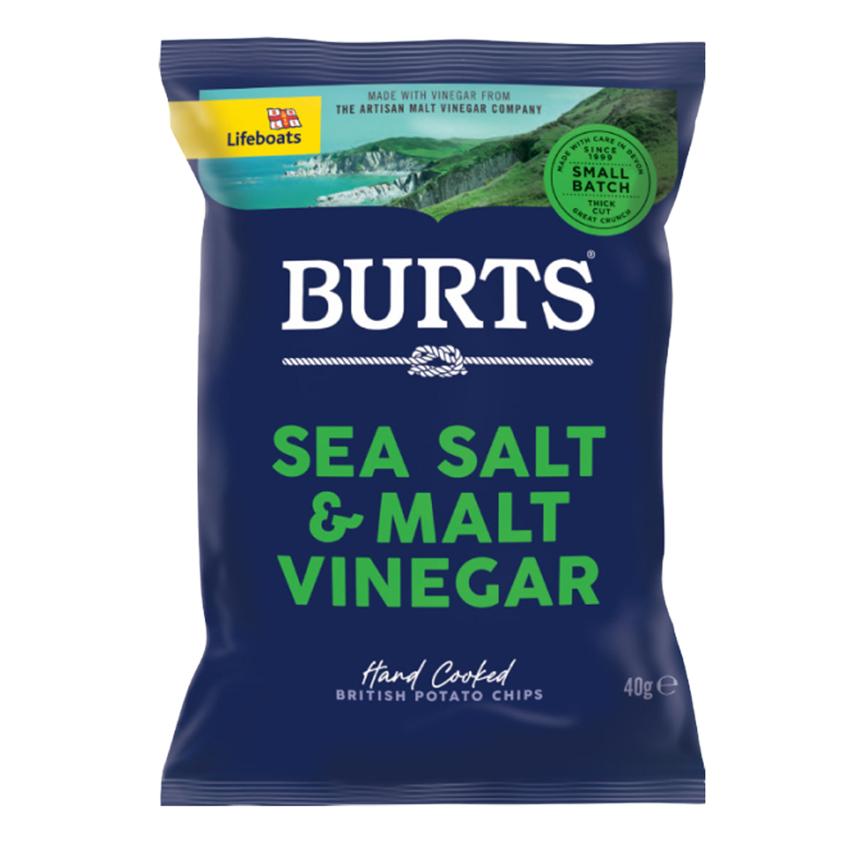 BURTS CHIPS SEA SALT & MALT VINEGAR CRISPS (40g) x 20