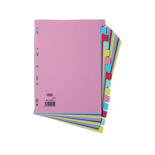ELBA 15-PART CARD DIVIDER RECYCLED MANILLA A4 ASSORTED 40000