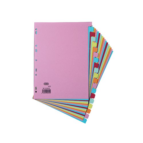 ELBA 20-PART CARD DIVIDER RECYCLED MANILLA A4 ASSORTED 40000