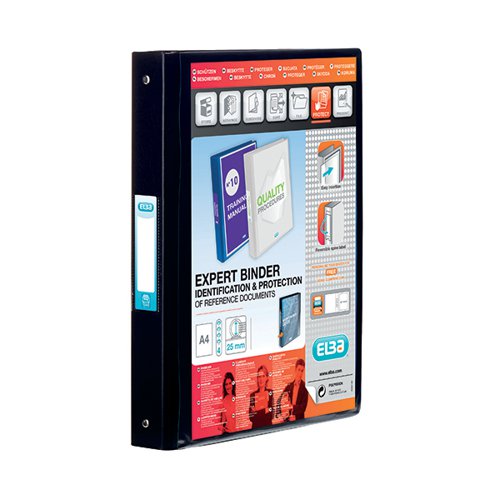 ELBA VISION 25MM 4 O-RING BINDER PP A4 BLACK 100080881