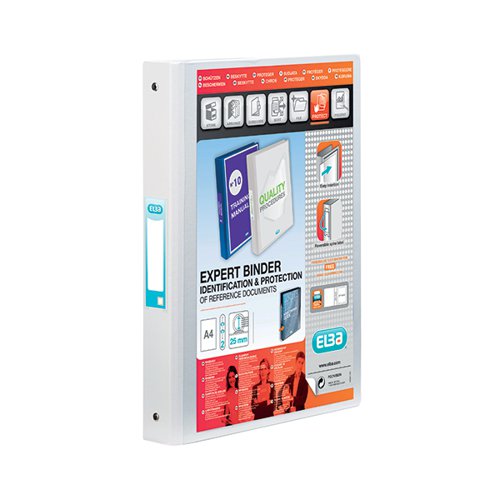 ELBA VISION 25MM 2 O-RING PRESENTATION BINDER A4 WHITE 10008