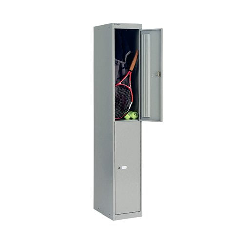 BISLEY 2 DOOR LOCKER 305X305X1802MM GOOSE GREY CLK122 GOOSE