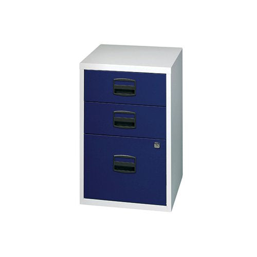 BISLEY 3 DRAWER HOME FILING CABINET 413X400X672MM GREY/BLUE