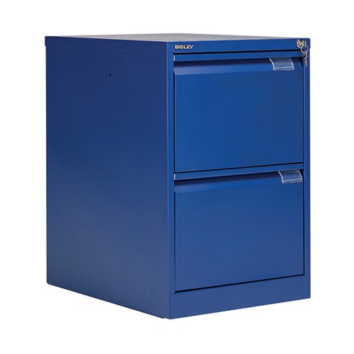 BISLEY 2 DRAWER FILING CABINET LOCKABLE 470X622X711MM BLUE B