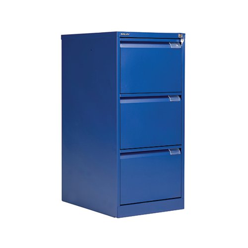 BISLEY 3 DRAWERS FILING CABINET LOCKABLE 470X622X1016MM BLUE